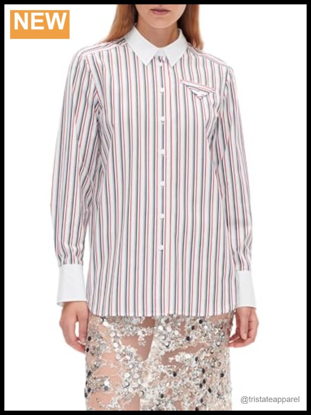 Oversized Cotton Button-Down Shirt with Chest Pocket